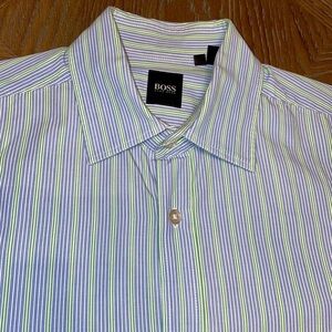 BOSS Hugo Boss Lex Striped Button Down Long Sleeve Formal Shirt Regular Fit
